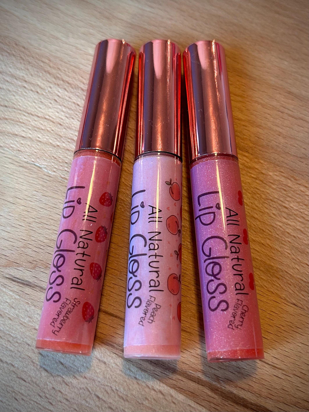 All Natural Lip Gloss • Organic • Strawberry • Vanilla • Peach • Cherry • Blackberry Acai • Watermelon