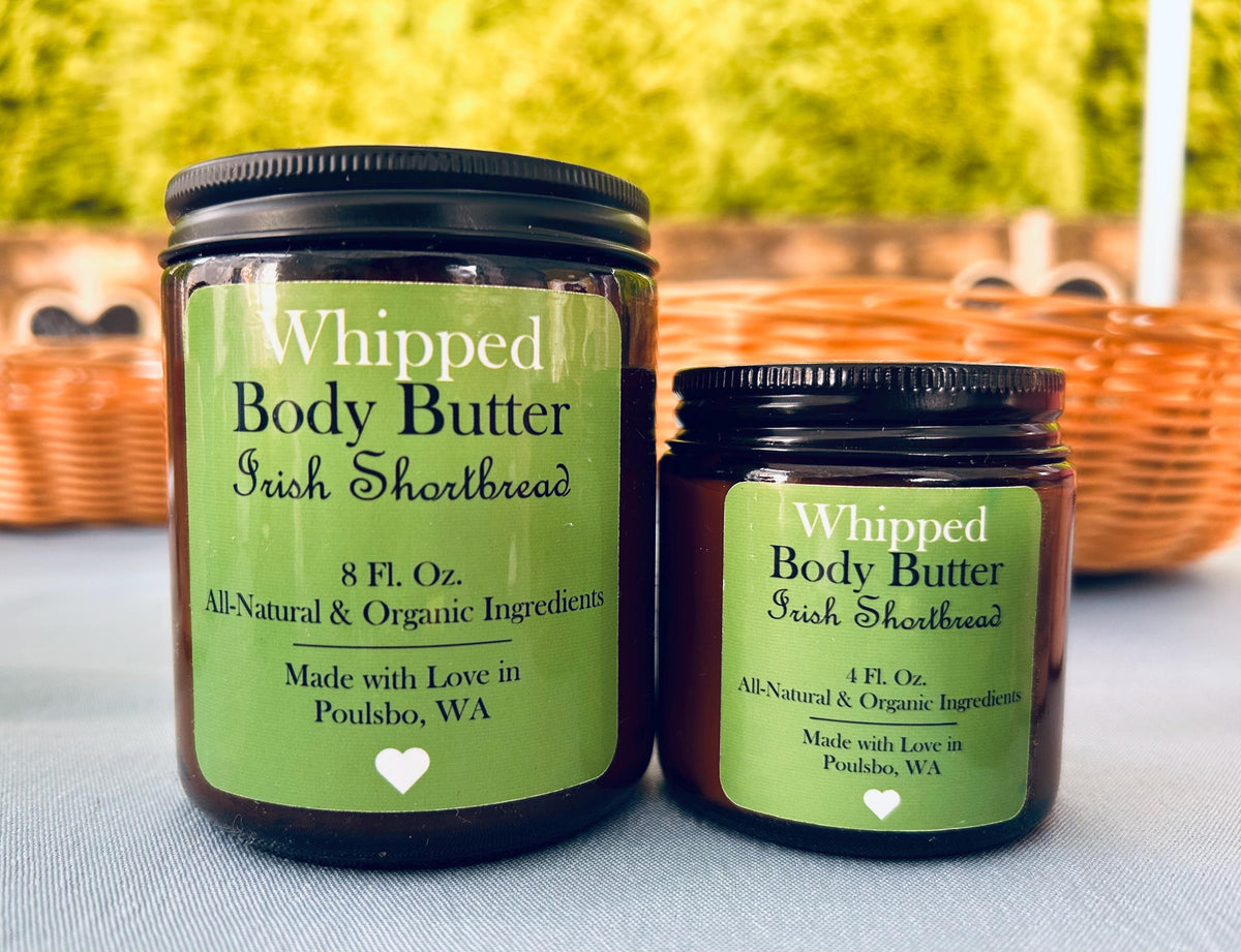 Organic Whipped Mango Shea Body Butter | Irish Shortbread Scent, Moisturizing Skin Repair