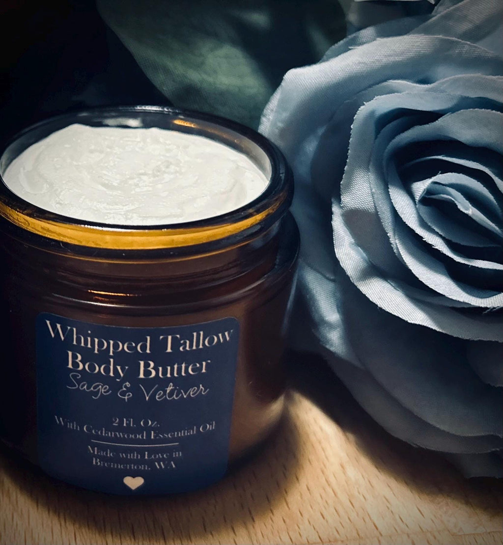 Men’s Whipped Tallow Lotion • Sage • Cedarwood • Vetiver • 100% grass fed • organic