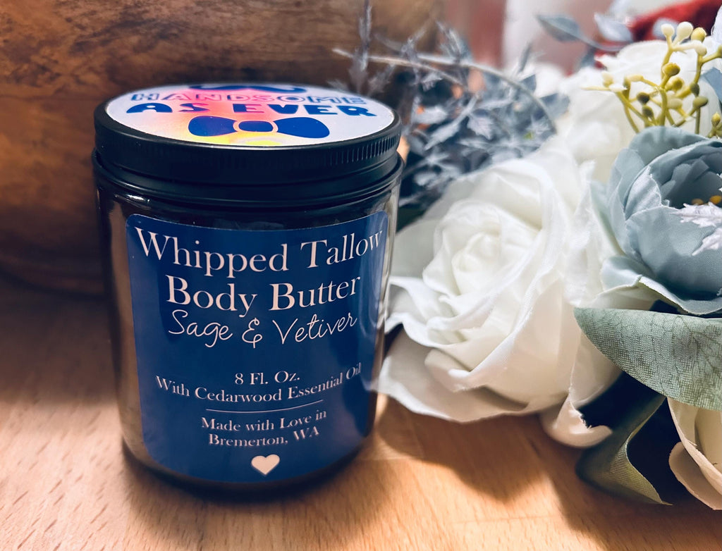 Men’s Whipped Tallow Lotion • Sage • Cedarwood • Vetiver • 100% grass fed • organic
