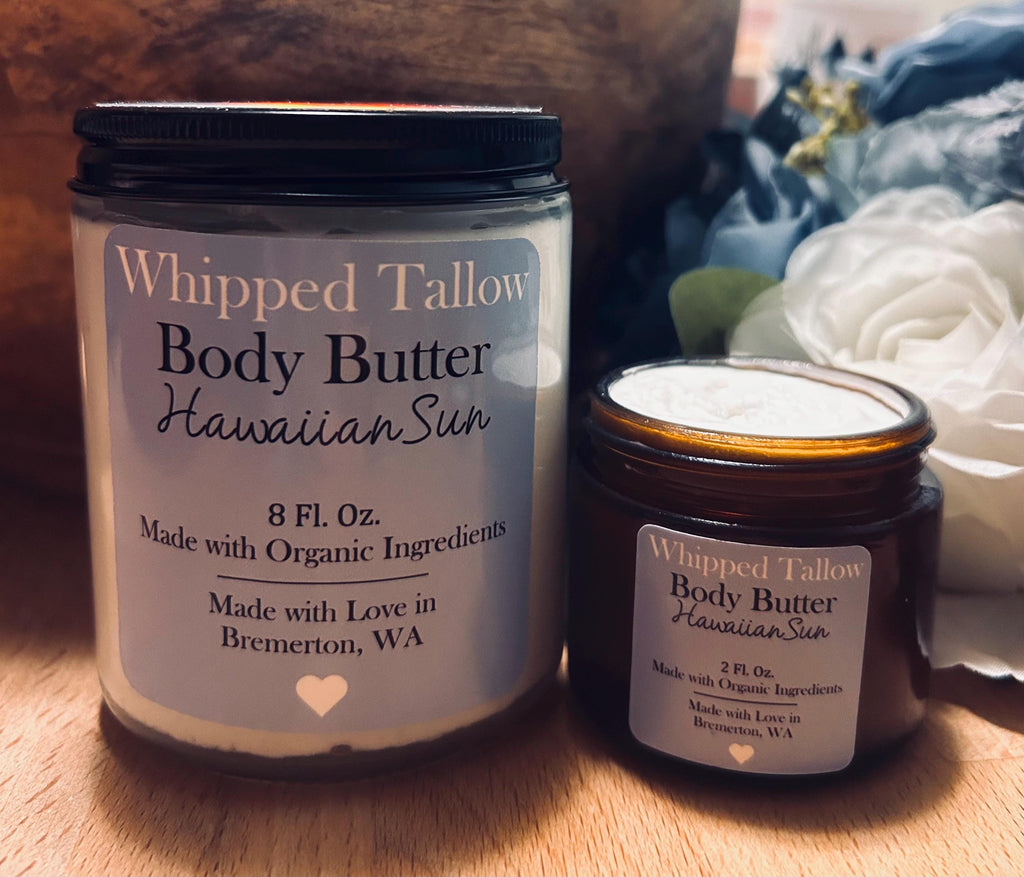 Whipped Tallow Body Butter | Hawaiian Sun, Coconut, Anti-Aging Moisture (Organic Ingredients)