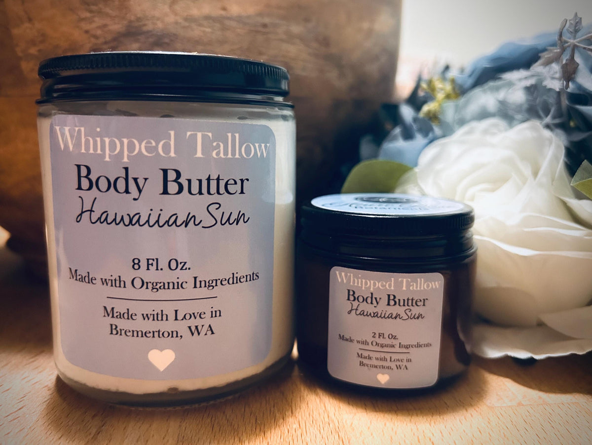 Whipped Tallow Body Butter | Hawaiian Sun, Coconut, Anti-Aging Moisture (Organic Ingredients)