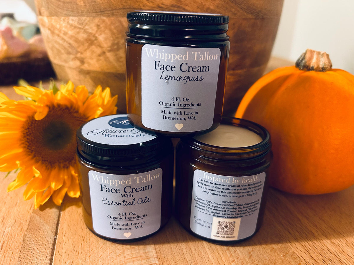 Unscented Tallow Face Cream • Clean Skincare • Organic • Anti Aging • Acne • Redness • Skin Tone