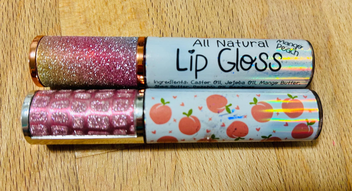 All Natural Lip Gloss • Organic • Strawberry • Vanilla • Peach • Cherry • Blackberry Acai • Watermelon