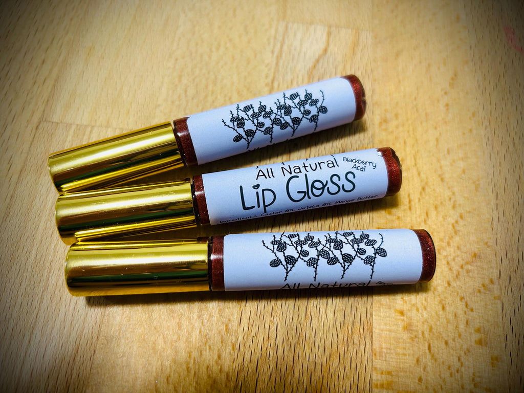 All Natural Lip Gloss • Organic • Strawberry • Vanilla • Peach • Cherry • Blackberry Acai • Watermelon