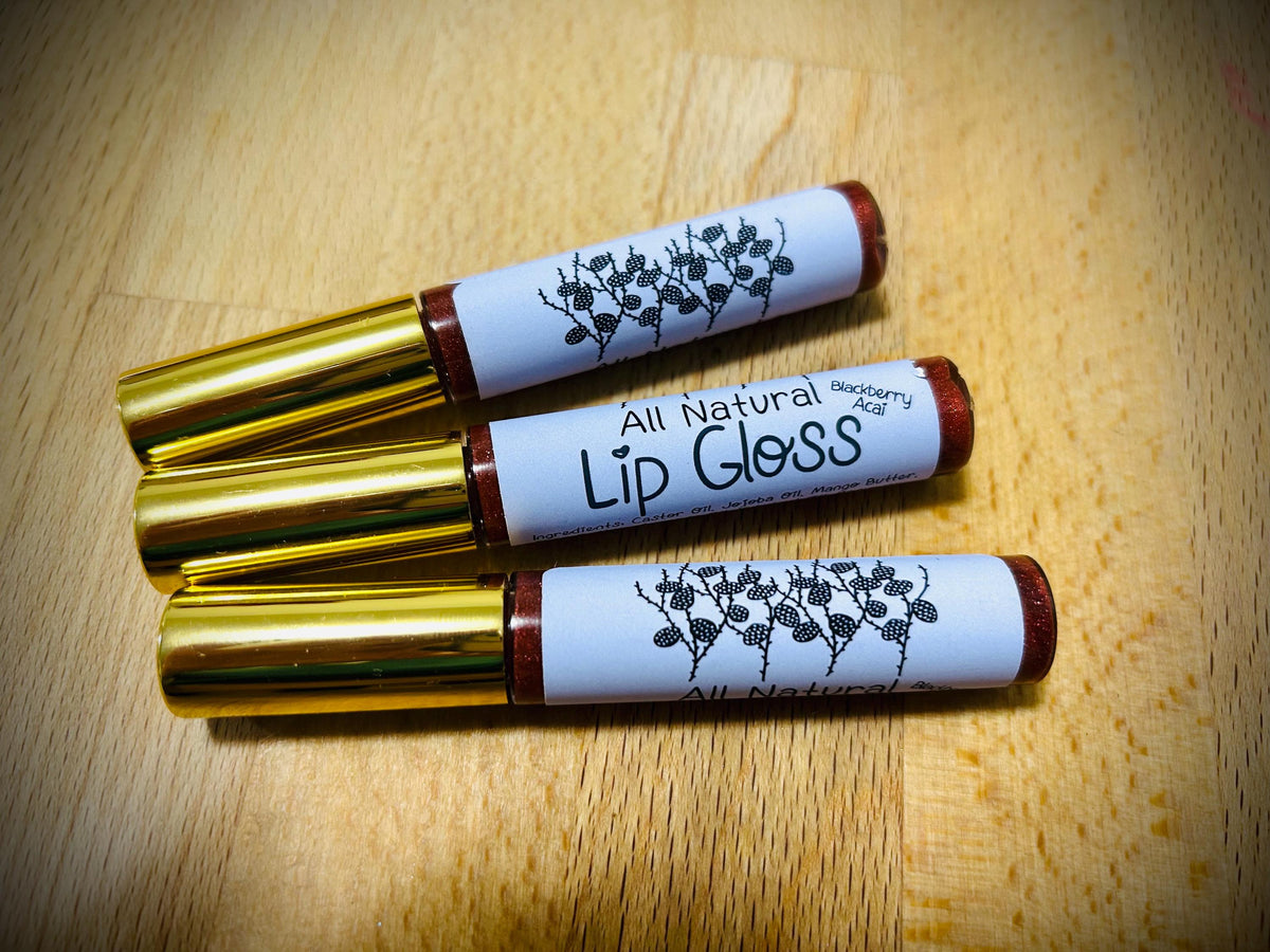 All Natural Lip Gloss • Organic • Strawberry • Vanilla • Peach • Cherry • Blackberry Acai • Watermelon