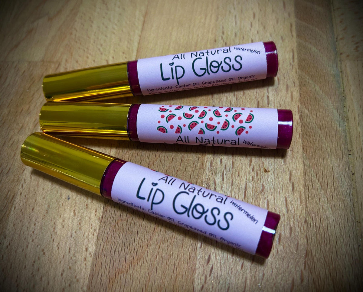 All Natural Lip Gloss • Organic • Strawberry • Vanilla • Peach • Cherry • Blackberry Acai • Watermelon