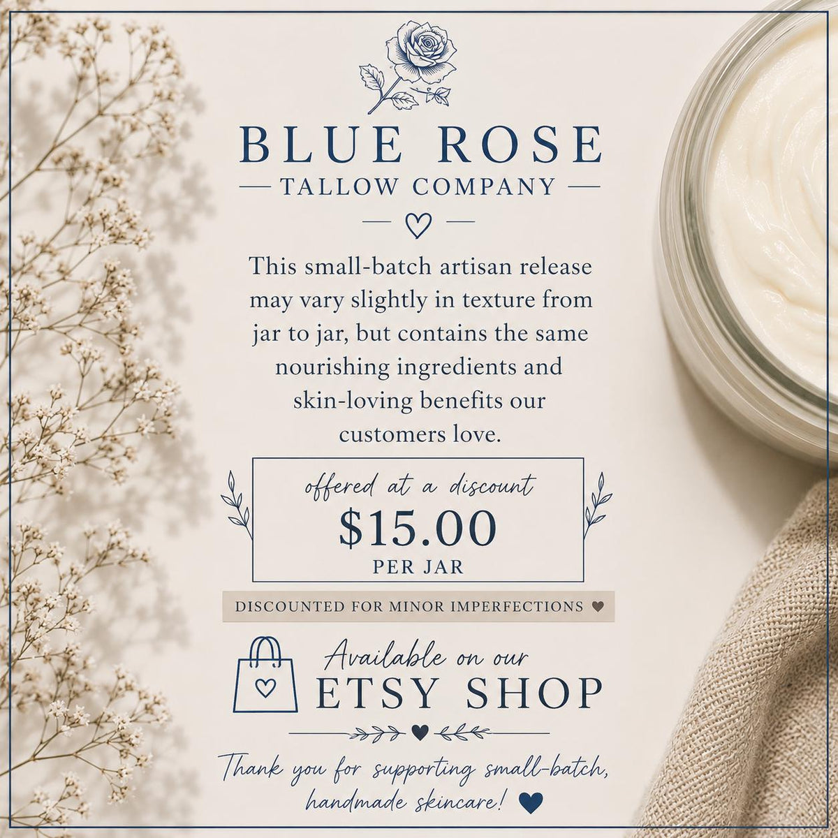 Whipped Tallow Face Cream with Essential Oils • ARTISAN BATCH • Organic Anti-Aging Skincare