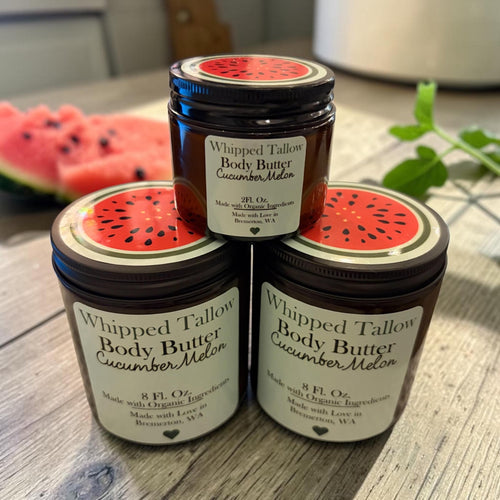 Cucumber Melon Whipped Tallow Body Butter | Grass-Fed Tallow Moisturizer for Dry Skin