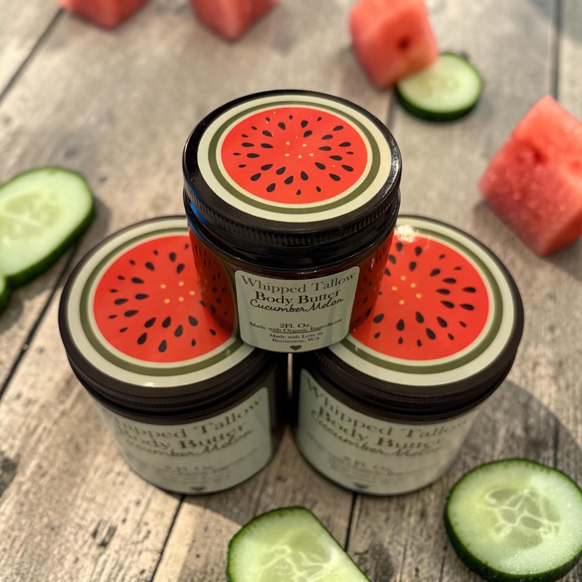 Cucumber Melon Whipped Tallow Body Butter | Grass-Fed Tallow Moisturizer for Dry Skin