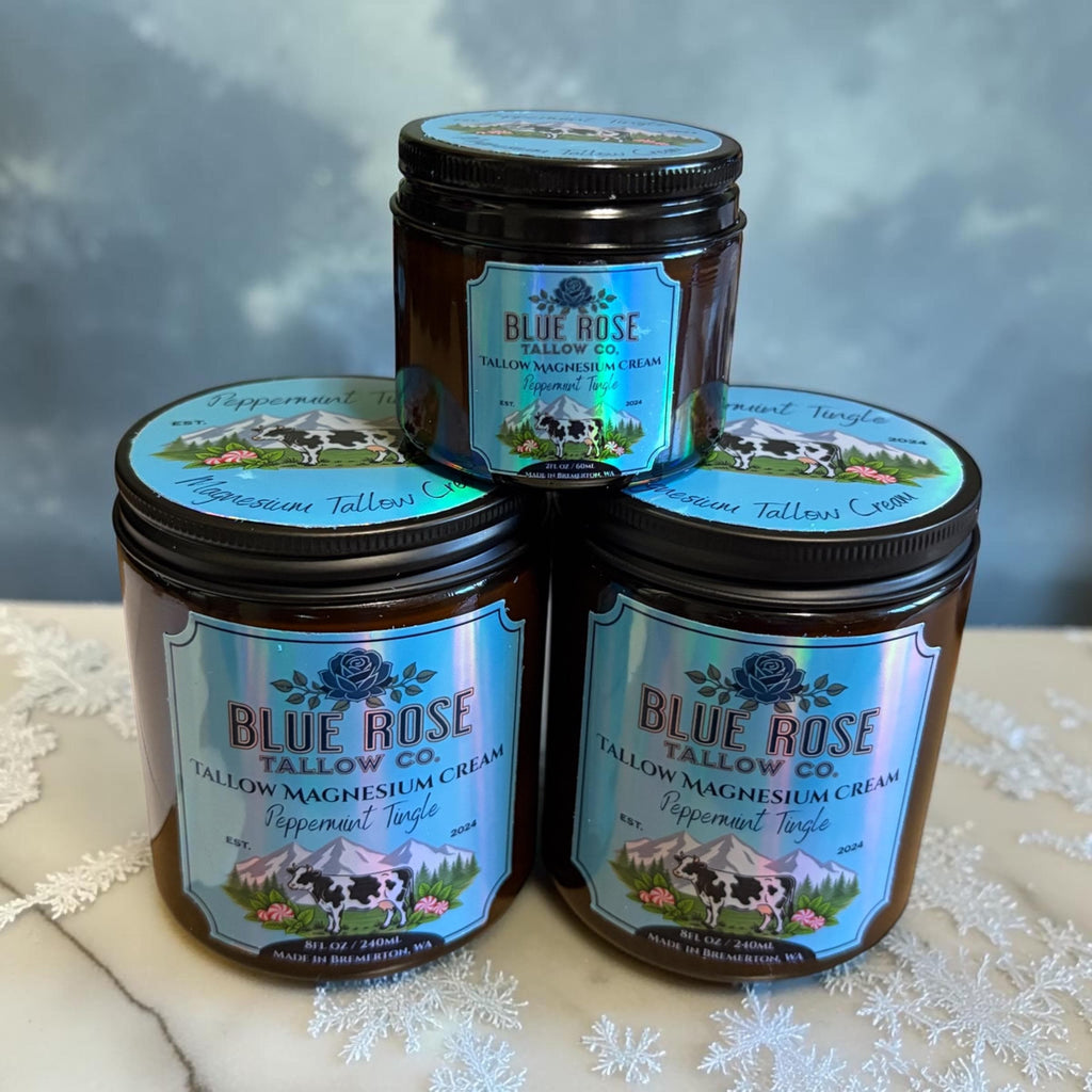 Peppermint Tingle Magnesium Tallow Cream | Whipped Body Butter, Grass-Fed Tallow Moisturizer