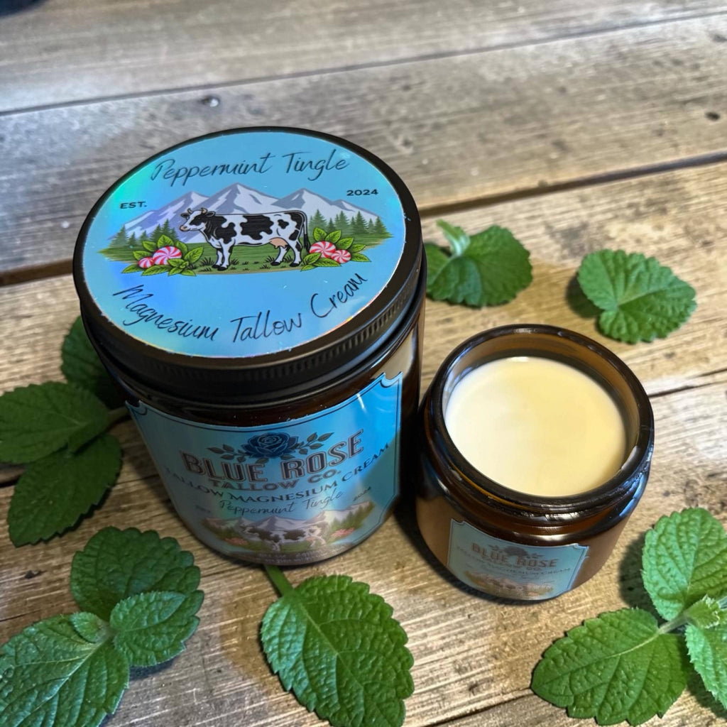 Peppermint Tingle Magnesium Tallow Cream | Whipped Body Butter, Grass-Fed Tallow Moisturizer