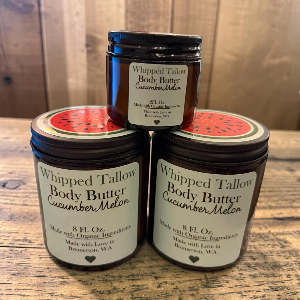 Cucumber Melon Whipped Tallow Body Butter | Grass-Fed Tallow Moisturizer for Dry Skin