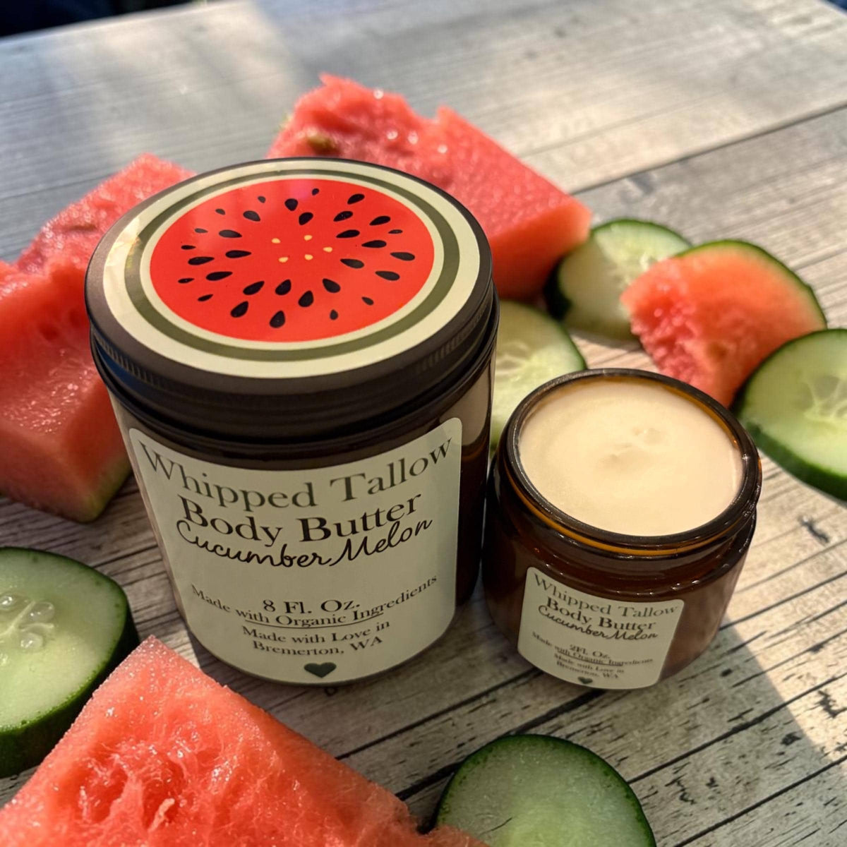 Cucumber Melon Whipped Tallow Body Butter | Grass-Fed Tallow Moisturizer for Dry Skin
