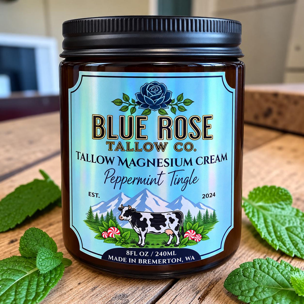 Peppermint Tingle Magnesium Tallow Cream | Whipped Body Butter, Grass-Fed Tallow Moisturizer