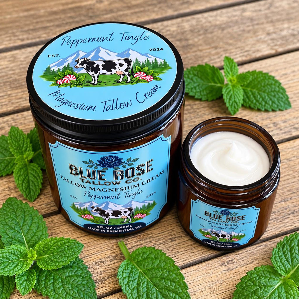 Peppermint Tingle Magnesium Tallow Cream | Whipped Body Butter, Grass-Fed Tallow Moisturizer